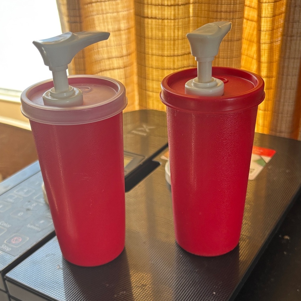 Tupperware red pump dispenser